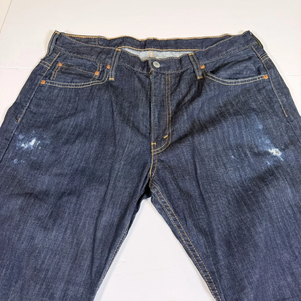 Levi's 569 Straight Leg Jeans Mens 34x32 Blue Denim Dark Wash Contract Stitching